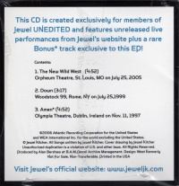 The Best of Jewel Unedited 2006 EP (Back Cover)